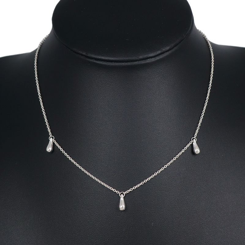 Tiffany & Co Teardrop 3P Silver 925 Ladies 4.3g Necklace