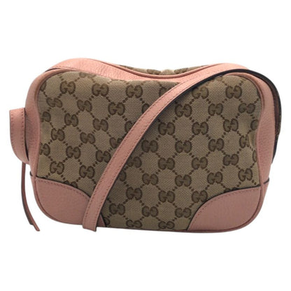 Gucci GG Pattern Pink Beige Brown GG Canvas/leather 449413 Shoulder Bag