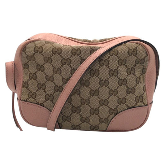 Gucci GG Pattern Pink Beige Brown GG Canvas/leather 449413 Shoulder Bag