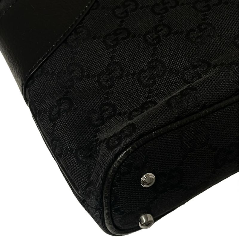 Gucci Tote Bag GG Pattern 113015 Black Leather