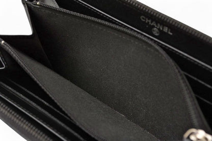 Chanel Wallet Chanel Long Wallet Round Zipper Caviar Skin Black Silver A50071