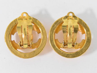 Authentic Chanel Coco Mark Earrings GP Gold Plated Coco Mark Accessories