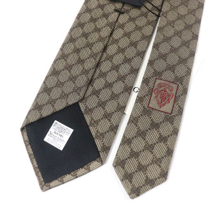 Gucci 221582 100% Silk GG Logo All-over Webline Tie Regular Tie Beige Made In