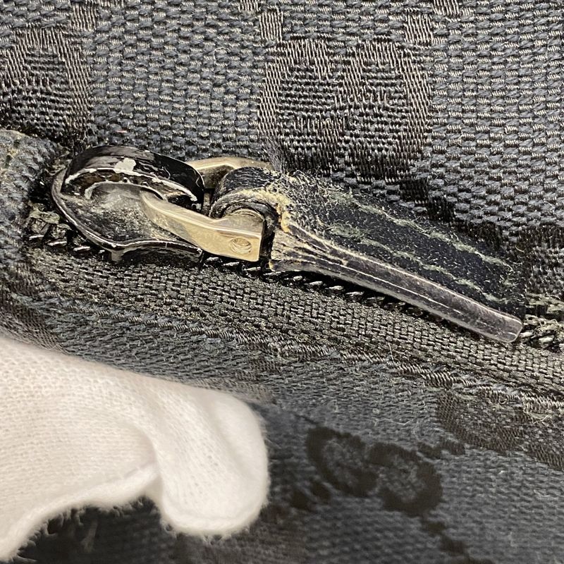 Gucci Shoulder Bag GG Canvas 001 3386 Canvas Black Silver Hardware Women