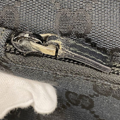 Gucci Shoulder Bag GG Canvas 001 3386 Canvas Black Silver Hardware Women