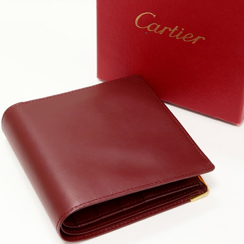 Cartier Folding Wallet With Coin Purse Must De Cartier Calf Bordeaux L3000451