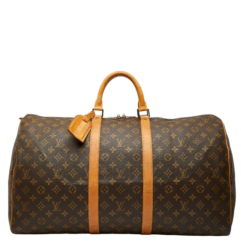 Louis Vuitton Monogram Keepall 55 Boston Bag Travel Bag M41424 Brown PVC