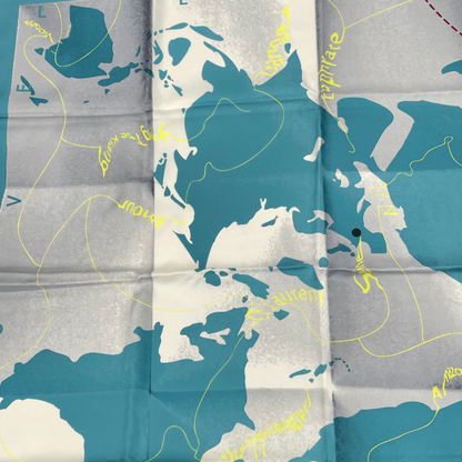 Hermes Carre 90 Scarf Map-patterned Silk Blue