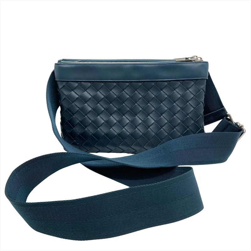 Bottega Veneta Intrecciato Duo Shoulder Bag Calfskin Green Silver Hardware