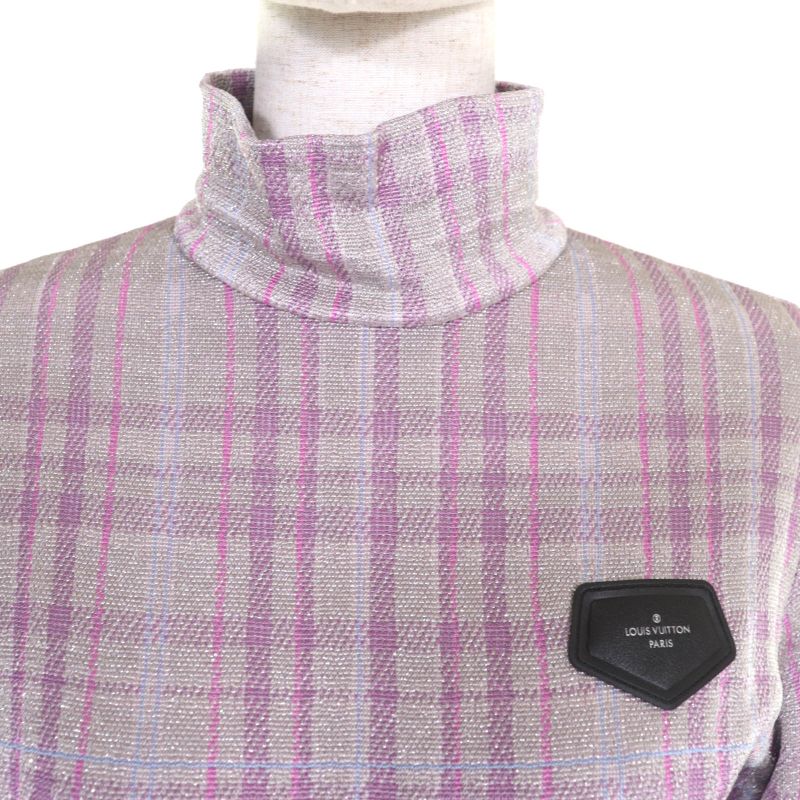 Louis Vuitton Fhkl56snw Silk Blend Leather With Logo Patch Lame Checked High