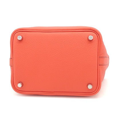 Hermes Handbag Picotin Lock PM Taurillon Clemence Orange Field Silver Hardware