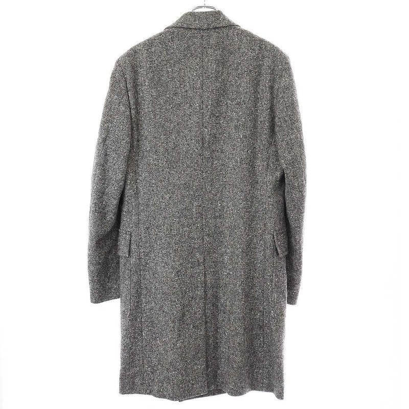 Hermes 15aw Multi-Fabric Double Breasted Tweed Coat Grey- 50