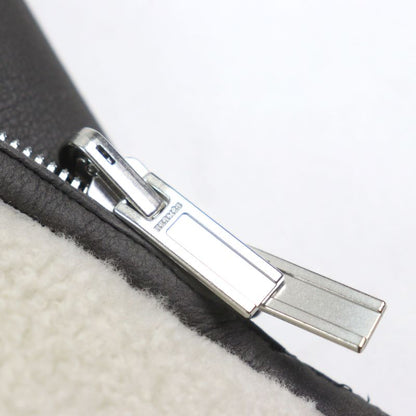 Hermes 053265hatc54 Sheepskin Leather Cowhide H Logo Zip Reversible Double Face