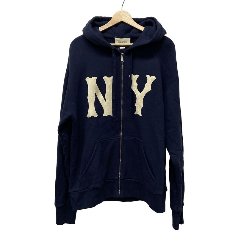 Gucci Hoodie Men's Logo Sweatshirt Zip-up Hoodie 519681 Navy And Ivory