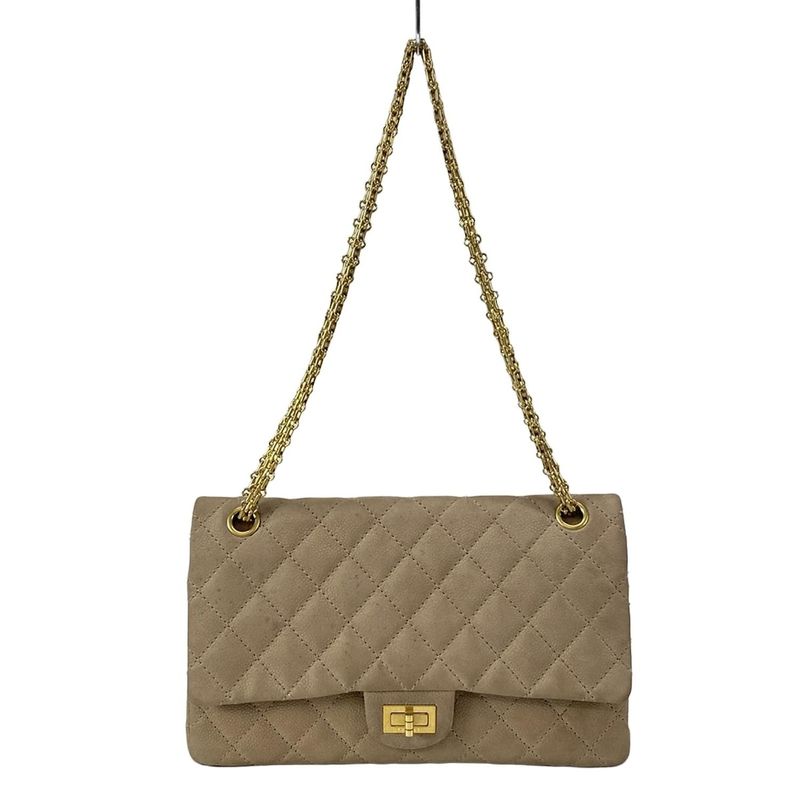 Chanel Shoulder Bag Matelasse /255 Beige Double Flap / Gold Hardware / Mademoise