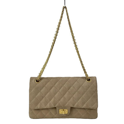 Chanel Shoulder Bag Matelasse /255 Beige Double Flap / Gold Hardware / Mademoise