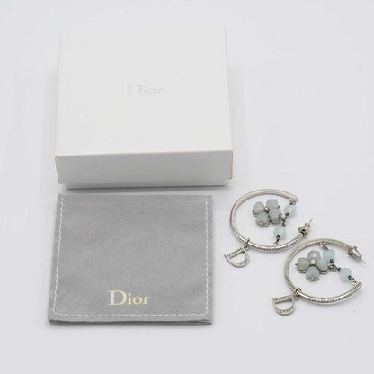 Christian DIOR Earrings Flower Rhinestone Approx 13.7g Accessories Box Bag H1789