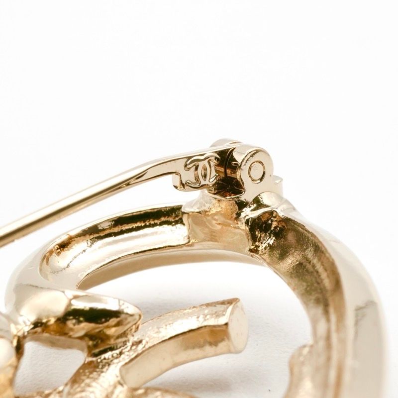 Chanel Brooch Corsage Gold Heart Here Mark Rhinestone
