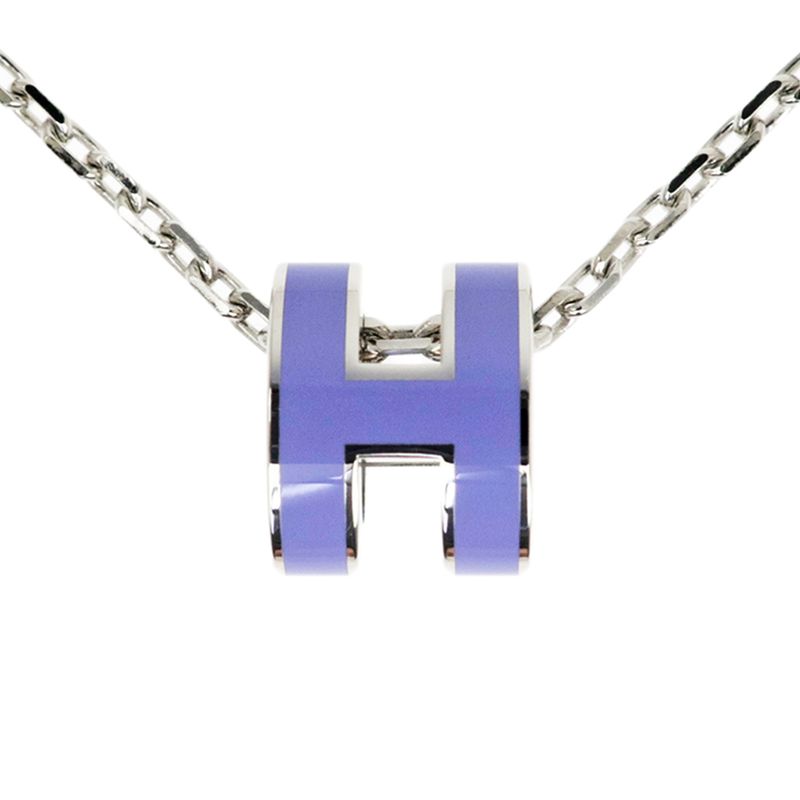 Hermes Necklace Pop Ash Mini Pendant H Lila Silver-color- Accessories-