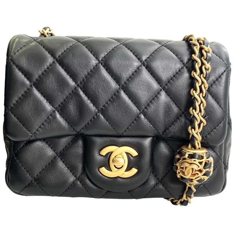 Chanel Shoulder Bag Mini Flap Bag Coco Ball Pearl Crush Chain Shoulder Storage