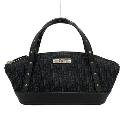 Dior/christian Dior Handbag Trotter Black And Dark Gray Studded/mini Bag Leather