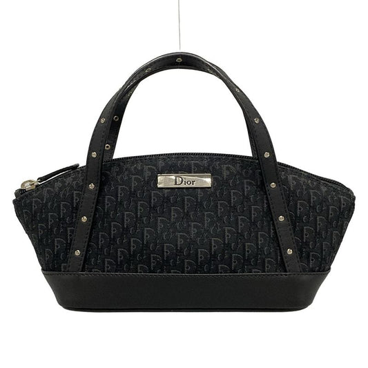 Dior/christian Dior Handbag Trotter Black And Dark Gray Studded/mini Bag Leather
