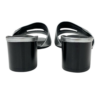 Hermes Very Sandals Shoes Leather Silver Kelly Clasp Mules