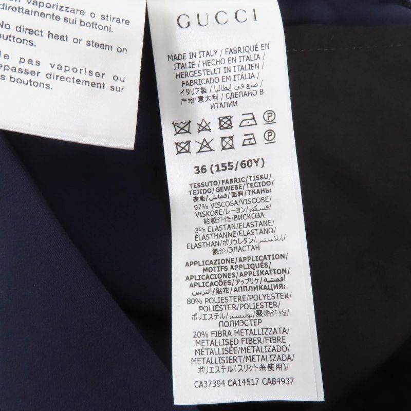 Gucci 624955 Center Press Wide Pants With Logo Patch Navy 36 Made In Italy
