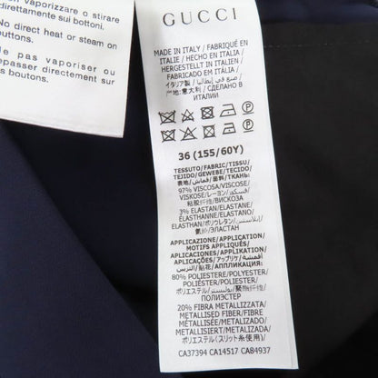 Gucci 624955 Center Press Wide Pants With Logo Patch Navy 36 Made In Italy