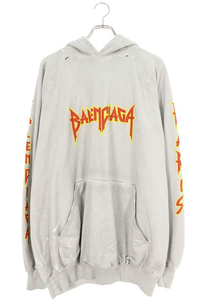 Balenciaga 697879 Tmv89 Metallic Logo Paint Crushed Pullover Hoodie Men's 1