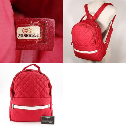 Chanel Coco Mark Matelasse Nylon Red Women's Backpack/daypack
