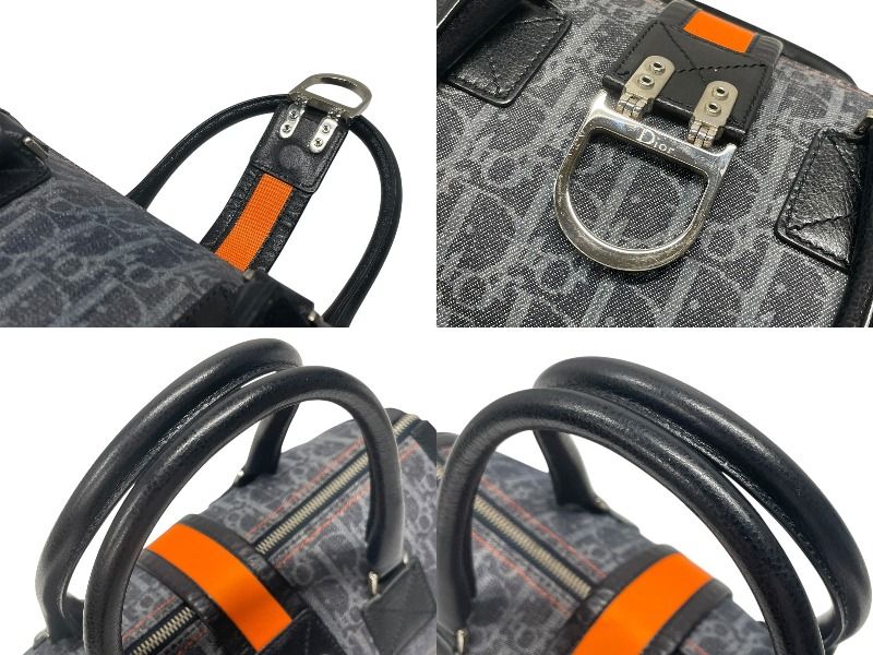 Dior Trotter Line Handbag Navy Orange Silver — view 7