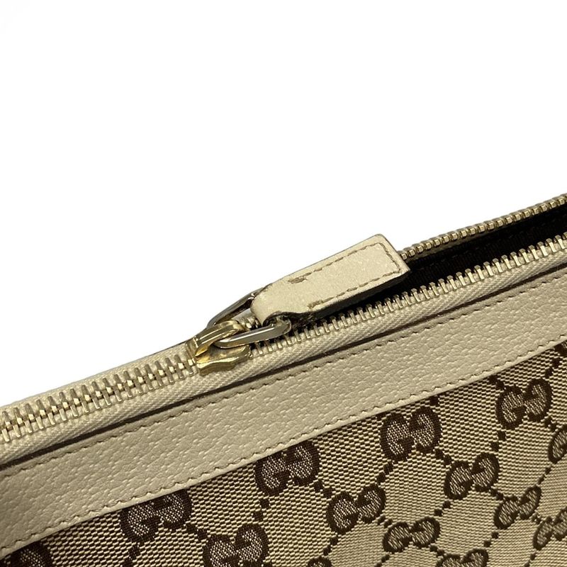 Gucci Shoulder Bag Abby GG Pattern 153025 Beige Dark Brown And Ivory Leather