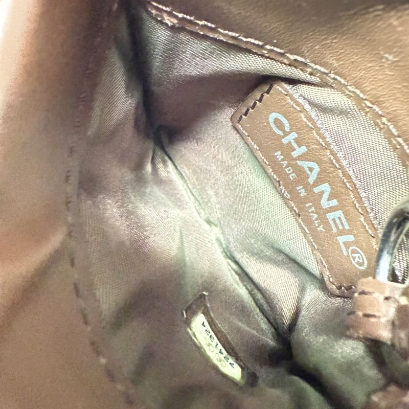 Chanel New Travel Line Coin Case Mini Pouch with Key Ring Leather Canvas Brown