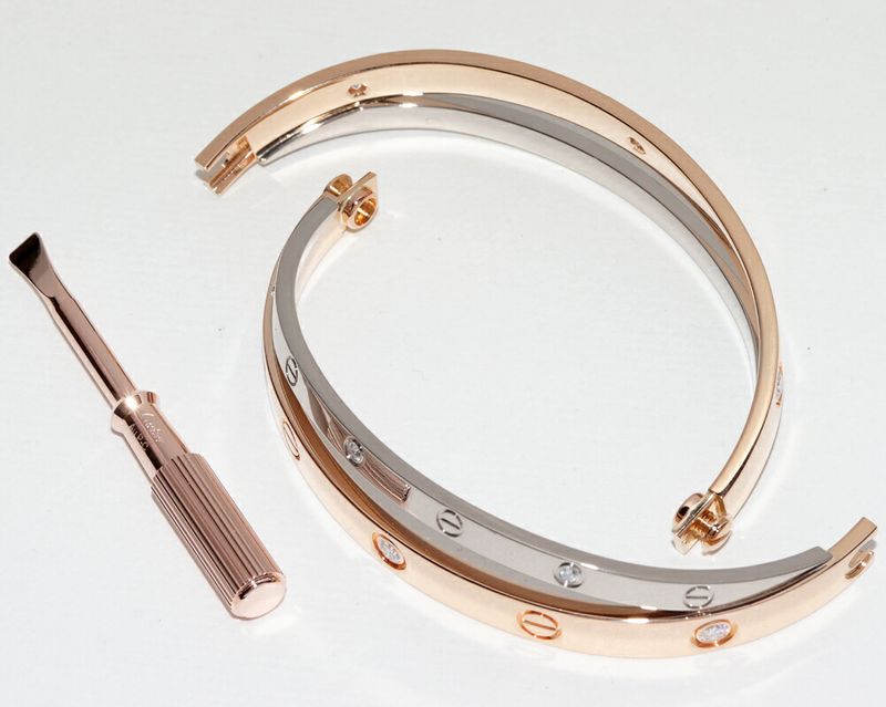 Cartier Bracelet Bangle 18K Pink Gold 18K White Gold Diamond 12p(078ct) Love