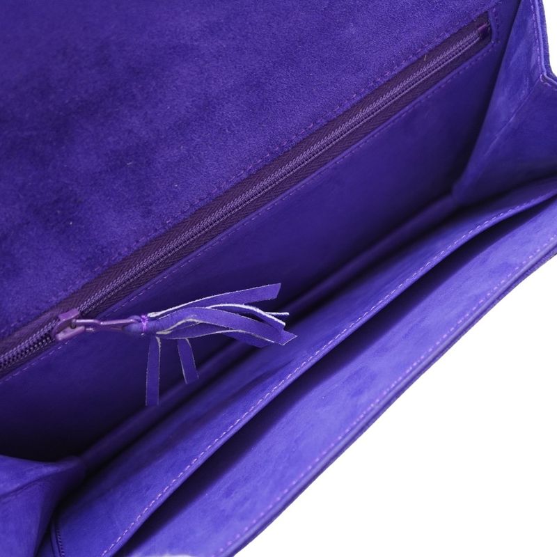 Hermes Vintage Dobris Shoulder Clutch Bag Purple 0S Engraved Suede 0058hermes