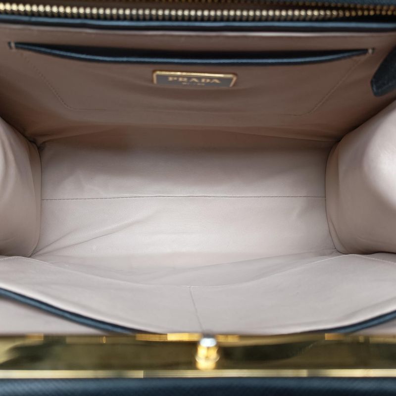 Prada Framed Top Handle Tote Black Saffianoleather 7/9