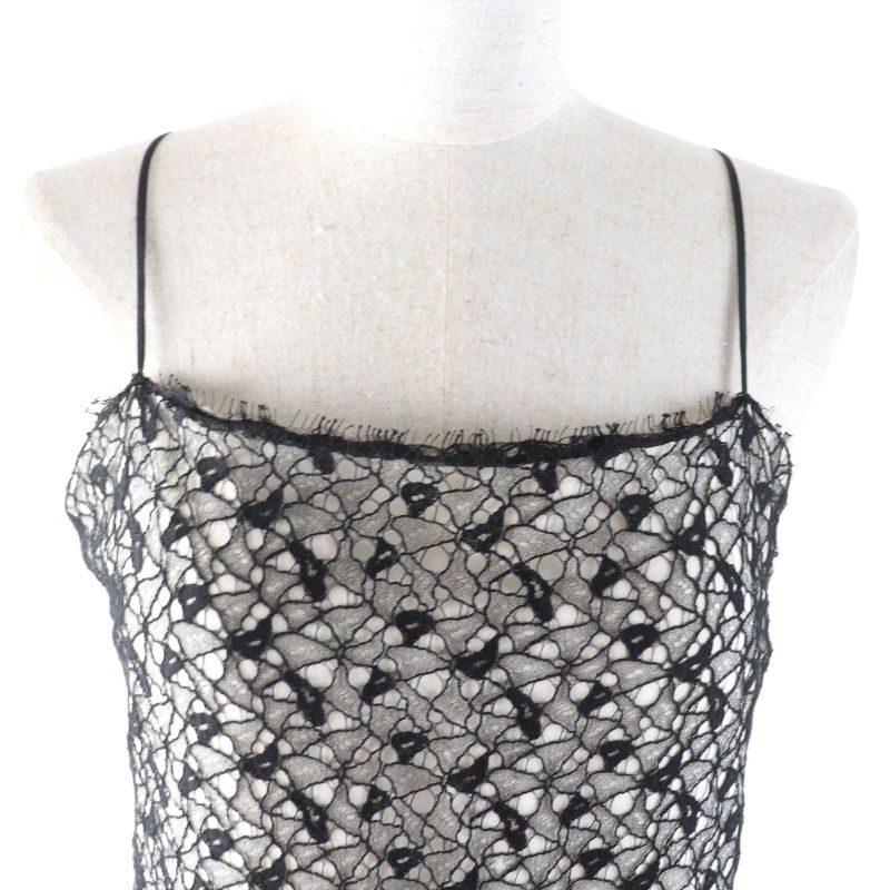 CHANEL P56062 All Lace Knee Length Cami Dress With Coco Mark Hardware Dress