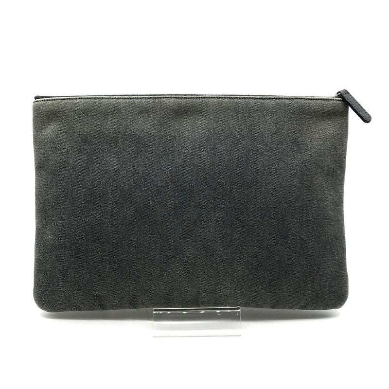 Chanel CC Logo Deauville Denim Sequin Clutch Gray Jeans