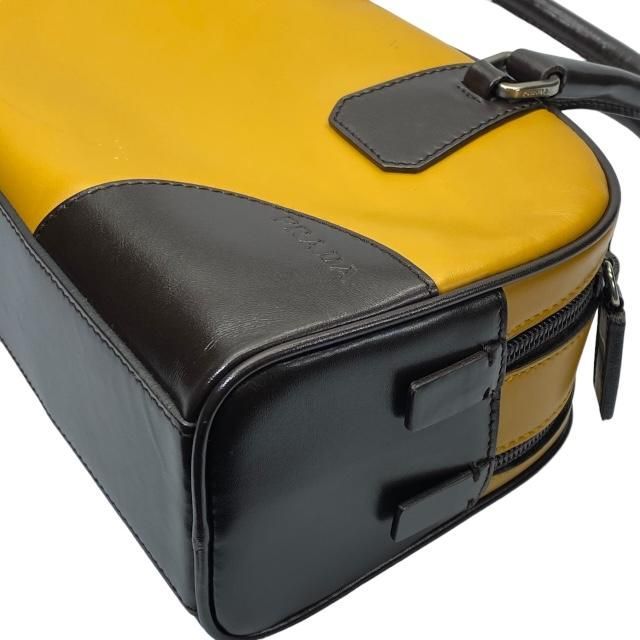 Prada Bow Ring Bag Handbag Tote Bag Handbag Logo Leather Yellow Brown