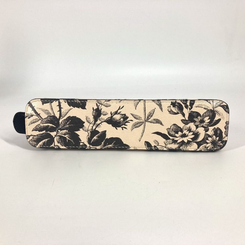 Gucci Pen Case Herbarium Logo 662130 Leather Black