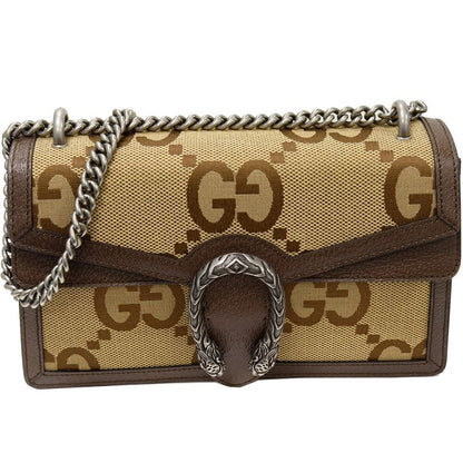 Gucci Chain Shoulder Bag Handbag GG Jumbo Dionysus Small Canvas Brown 400249