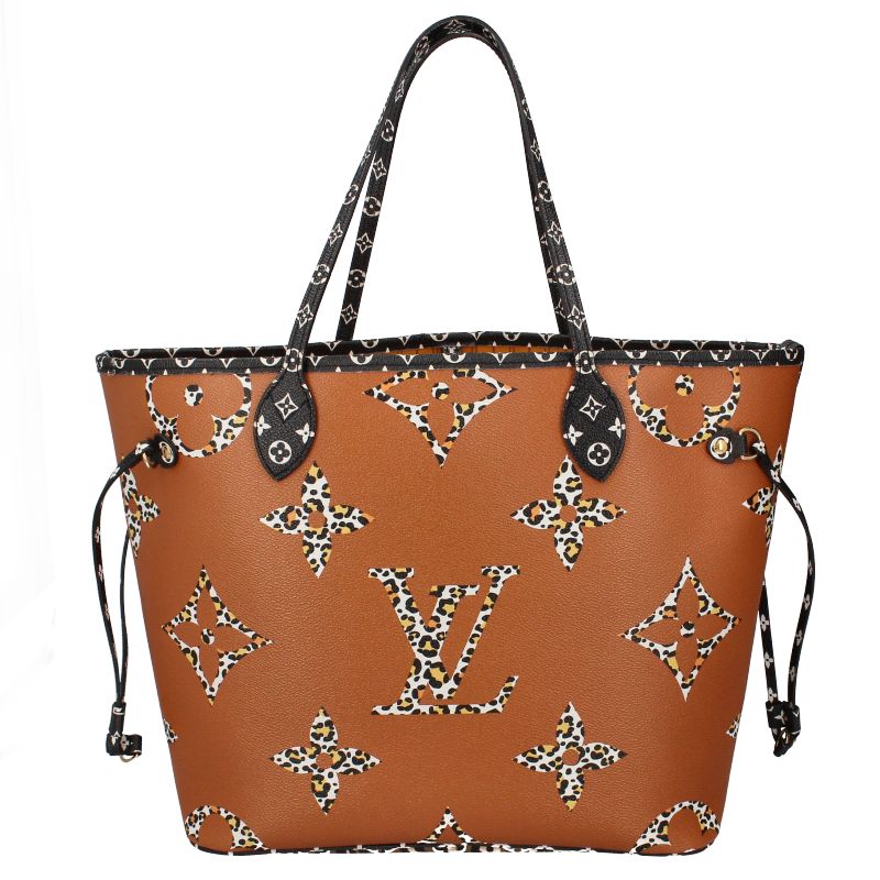 Louis Vuitton Neverfull MM M44676 Monogram Jungle Women's Tote Bag Brown Orange