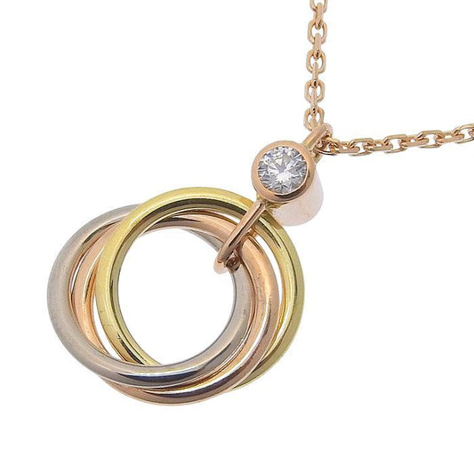Cartier Trinity 1P Diamond Necklace 18K Pink Gold 18K Yellow Gold 18K White