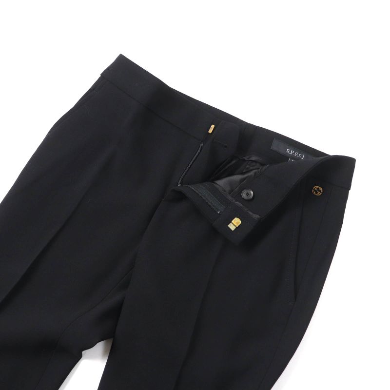 Gucci 292855 Center Press Flared Pants With Interlocking Ghardware Black 38