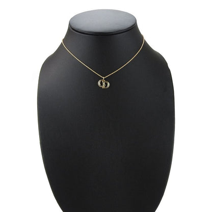 Christian Dior Necklace Metal Gold Plated Accessories CD Logo Ladies Women