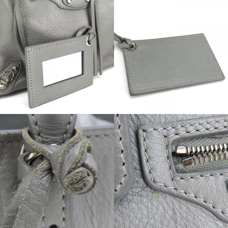 Balenciaga Handbag Paper Mini 357333 Leather Silver 2WAY Shoulder Women