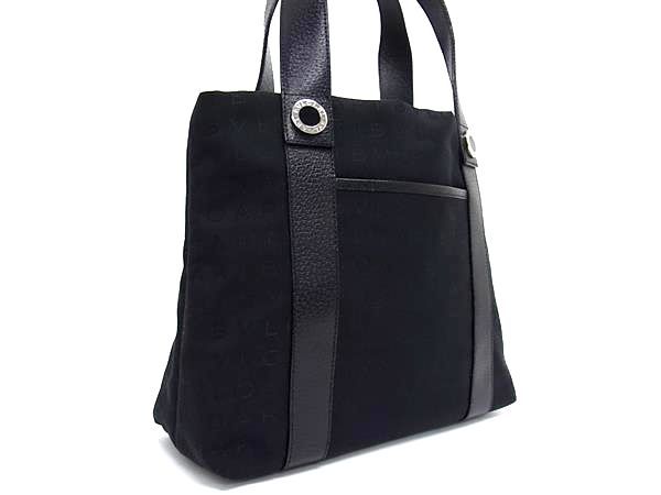 Bvlgari Logomania Canvas With Pouch Handbag Tote Women Men Black Fr4961