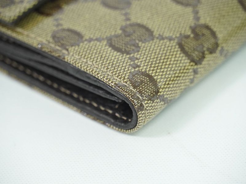 Authentic Gucci GG Crystal Long Wallet Long Wallet Coated Canvas Beige Brown