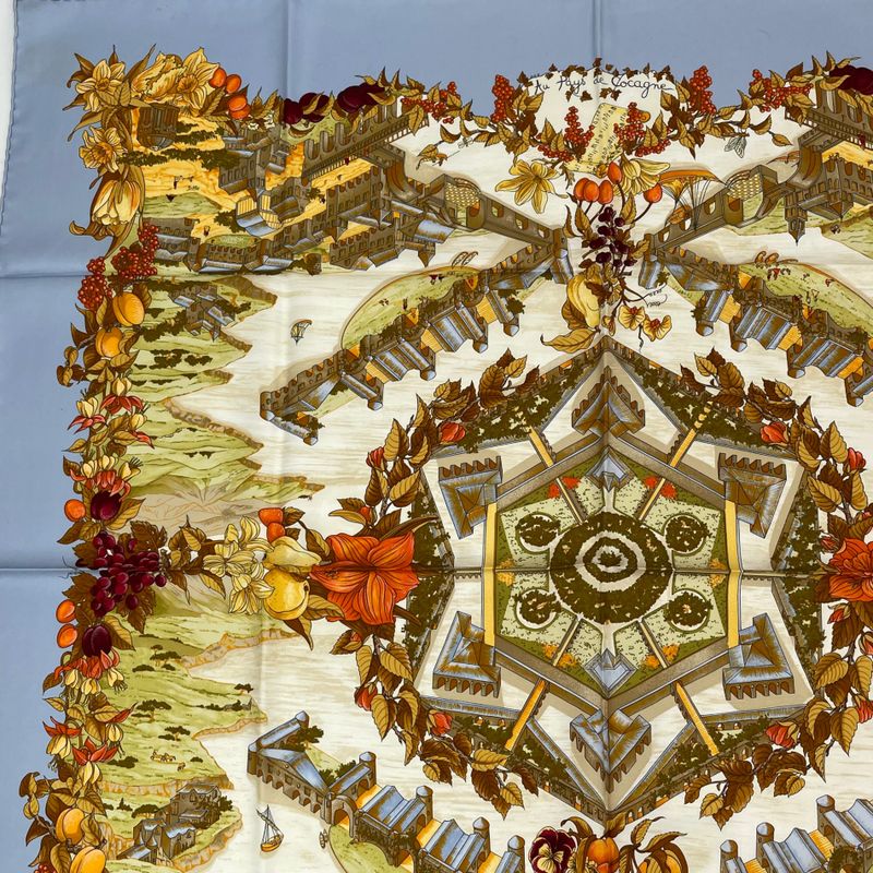 Hermes Scarf Carre 90 Silk Au Pays De Cocagne In Paradise Multicolor With Box